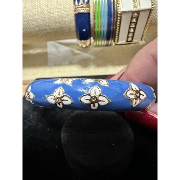 Sequin Nordstrom Multicolor Gold Tone Statement Enamel Bangle Bracelet # 182 - Picture 2 of 3